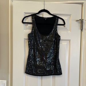 Express sheer Black overlay with silver Sequin Tank Top